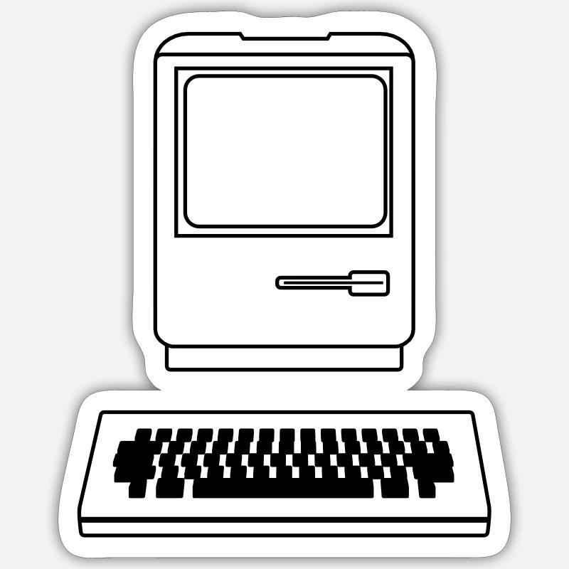 Ordinateur - Sticker taille S (10 x 10 cm) - blanc mat