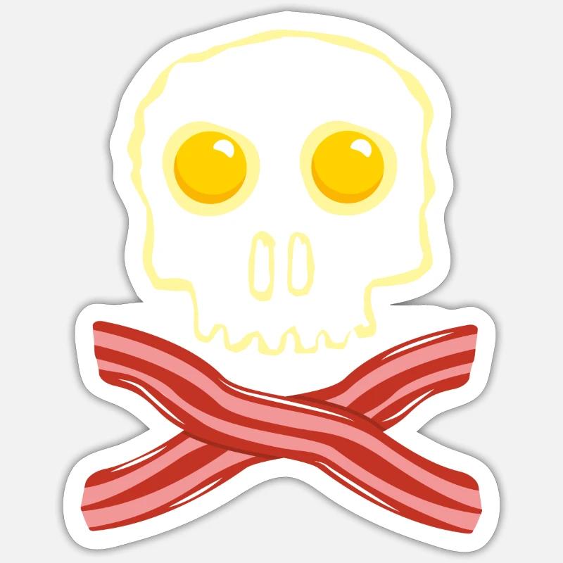 Cranio e uova Cranio Cranio - Uova di pancetta - Sticker formato S (10 x 10 cm) - bianco opaco