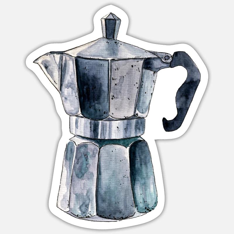Espresso pot - Sticker size S (10 x 10 cm) - white matte