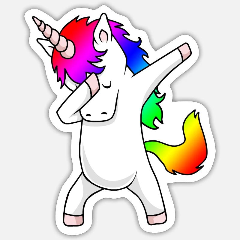 Dab Dance Unicorn Dabbing Einhorn Regenbogen Sticker taille S (10 x 10 cm)