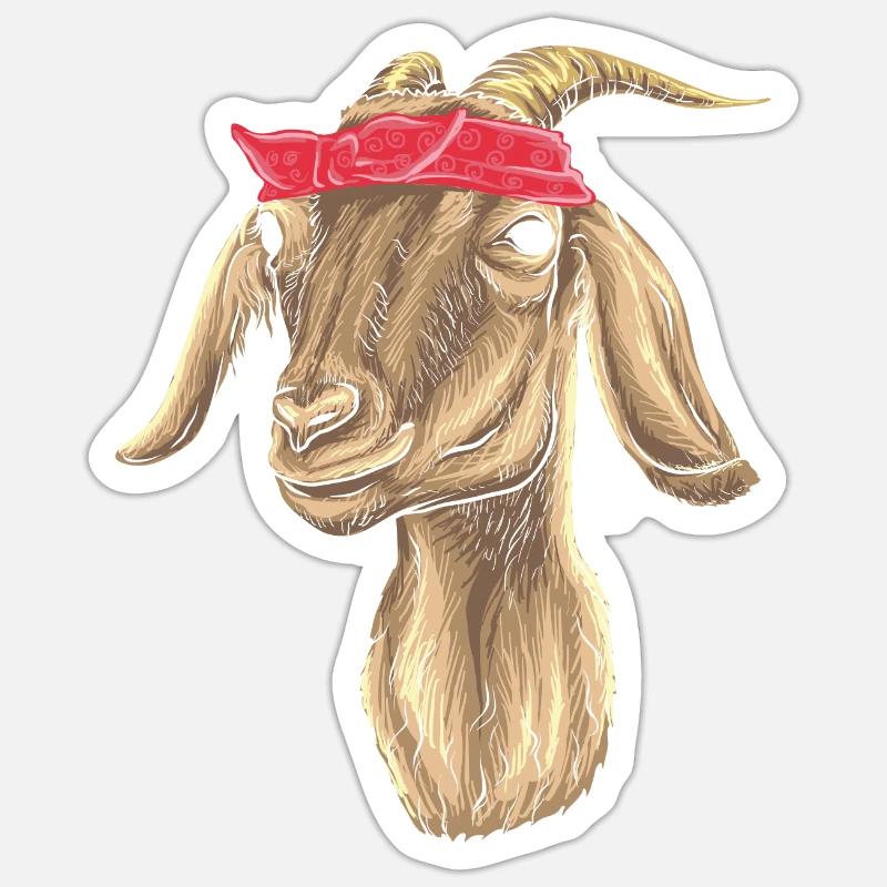 Ziege mit Bandana - Sticker Größe S (10 x 10 cm) - Mattweiß