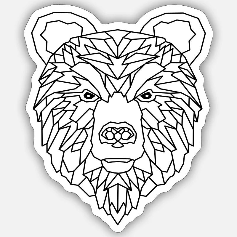 Ours géométrique - Sticker taille S (10 x 10 cm) - blanc mat