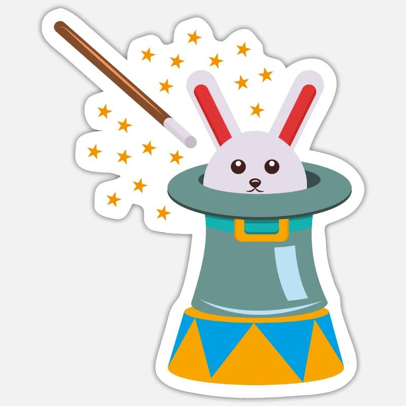 Circus bunny rabbit bunny - Sticker size S (10 x 10 cm) - white matte