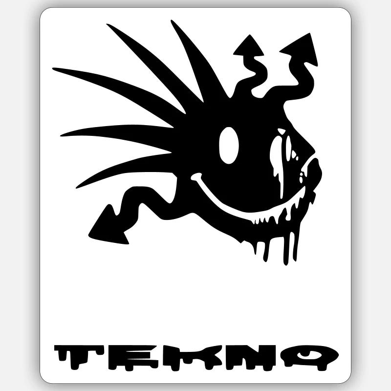 Acidesmile tekno - Sticker taille S (10 x 10 cm) - blanc mat
