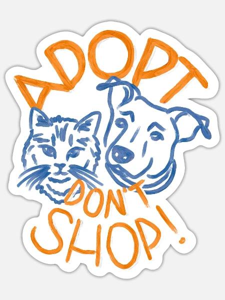 adopt - don´t shop - Sticker Größe S (10 x 10 cm) - Mattweiß