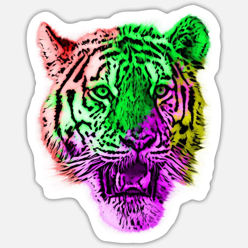 Tiger Tiere Tierrechte - Sticker Größe S (10 x 10 cm) - Mattweiß
