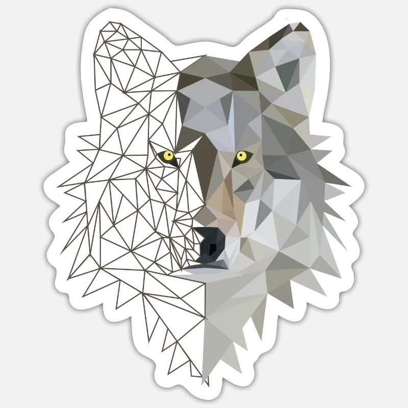 Wolf Low Poly - Sticker Größe S (10 x 10 cm) - Mattweiß
