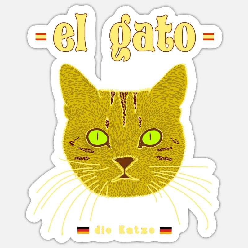 Die Katze auf Spanisch - Sticker Größe S (10 x 10 cm) - Mattweiß