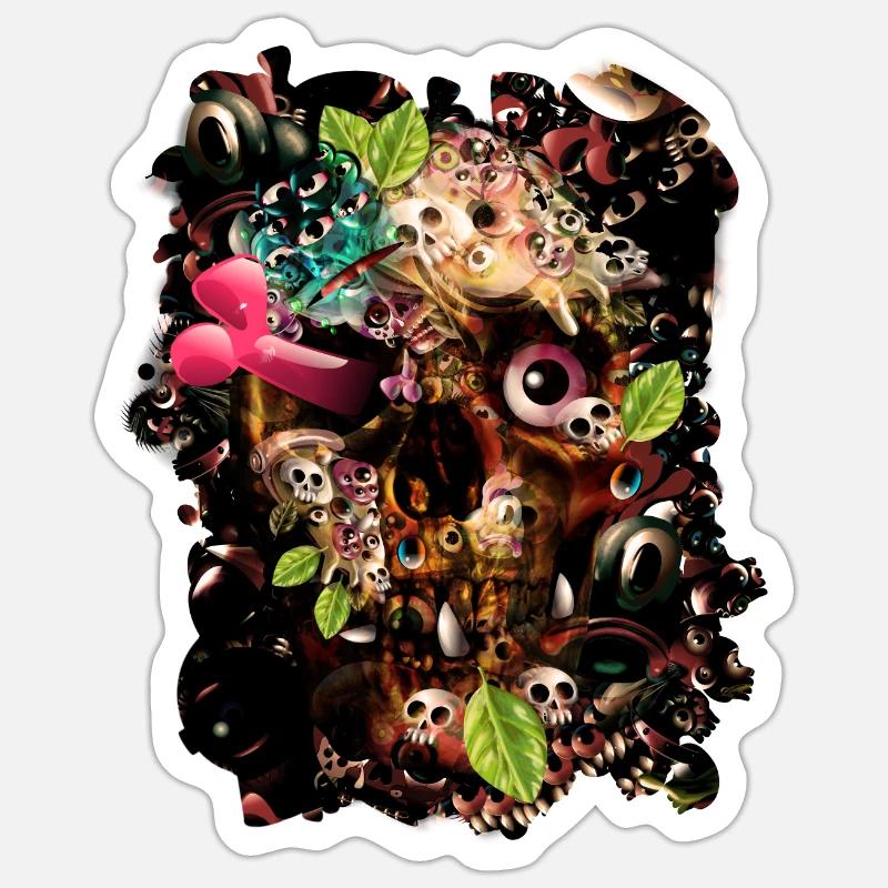 Skully Day - Sticker taille S (10 x 10 cm) - blanc mat
