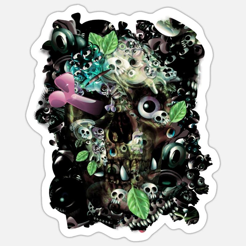 Skully Night - Sticker taille S (10 x 10 cm) - blanc mat