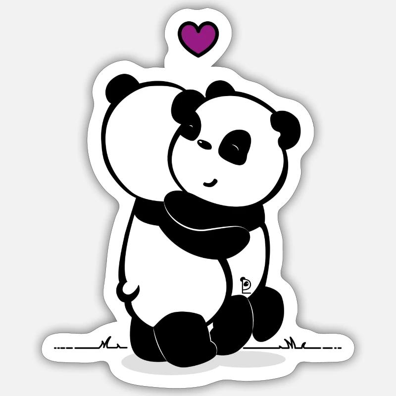 Panda Amour - Sticker taille S (10 x 10 cm) - blanc mat