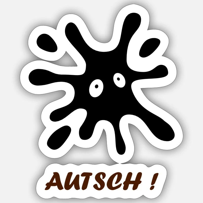schwarzer Fleck mit Augen - Autsch - Sticker Größe S (10 x 10 cm) - Mattweiß