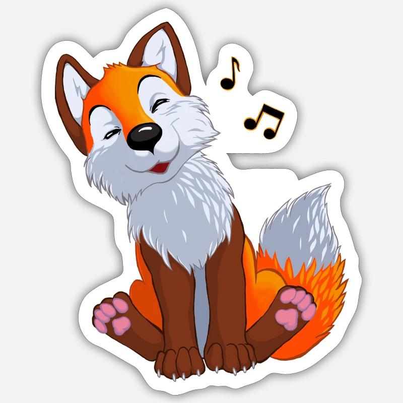 Singender Fuchs - Sticker Größe S (10 x 10 cm) - Mattweiß
