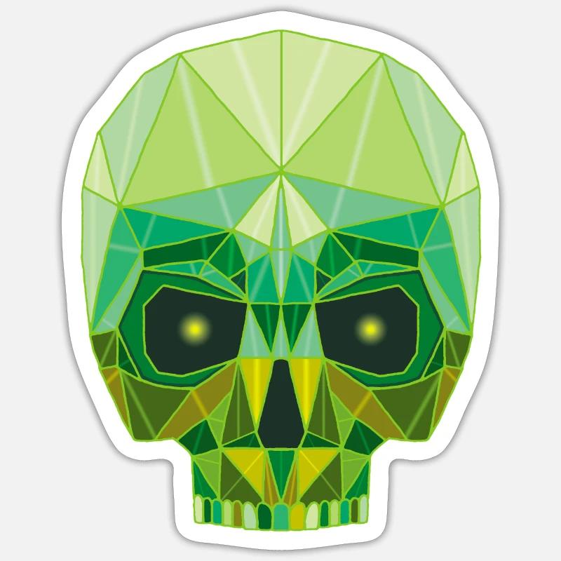Smaragdgrüner Todeskopf - Sticker Größe S (10 x 10 cm) - Mattweiß