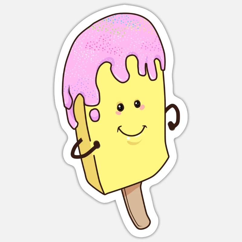 Eis Sommer Eisdiele Eiskrem Fantasy Comic Cartoon - Sticker Größe S (10 x 10 cm) - Mattweiß