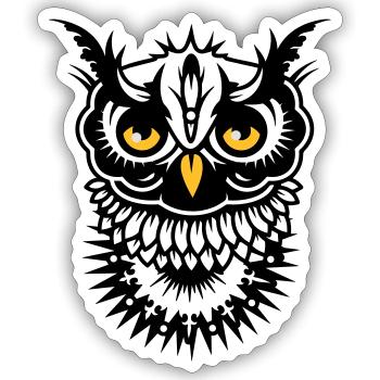 Face of an owl - Sticker size S (10 x 10 cm) - white matte - Front