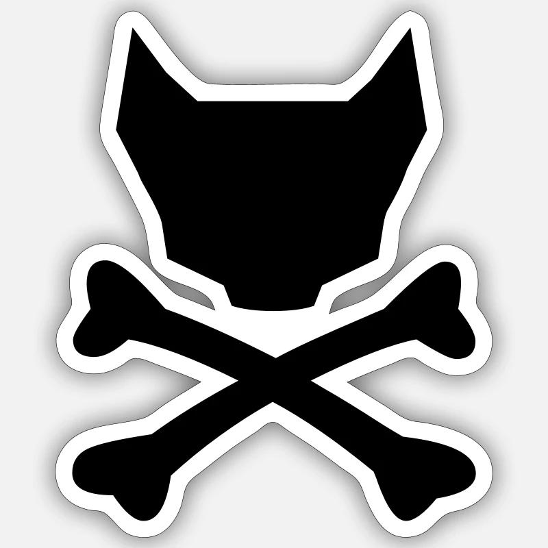 cat skull - Sticker size S (10 x 10 cm) - white matte