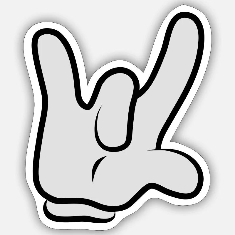 Comic Rock Hand - Sticker Größe S (10 x 10 cm) - Mattweiß