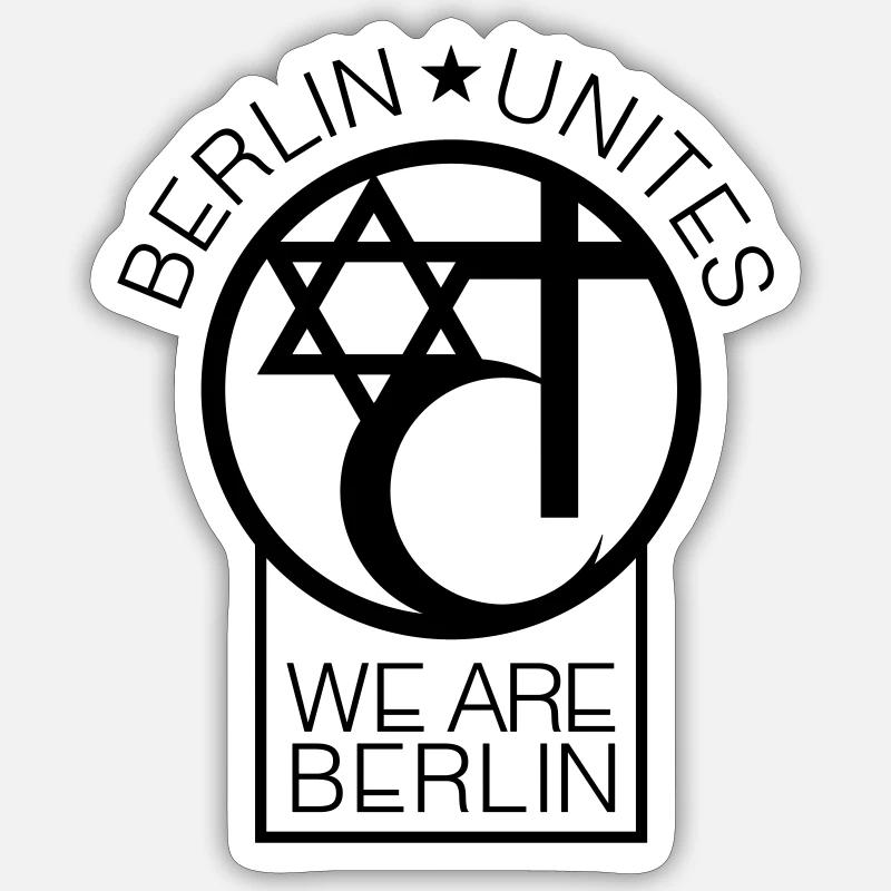 Berlin Unites - Berlin Verbindet! Berlin liebt! - Sticker Größe S (10 x 10 cm) - Mattweiß