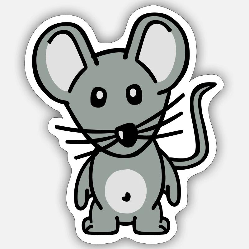 Souris - Sticker taille S (10 x 10 cm) - blanc mat