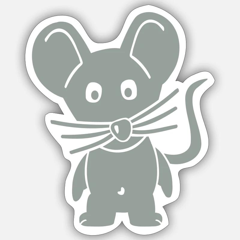 Souris - Sticker taille S (10 x 10 cm) - blanc mat