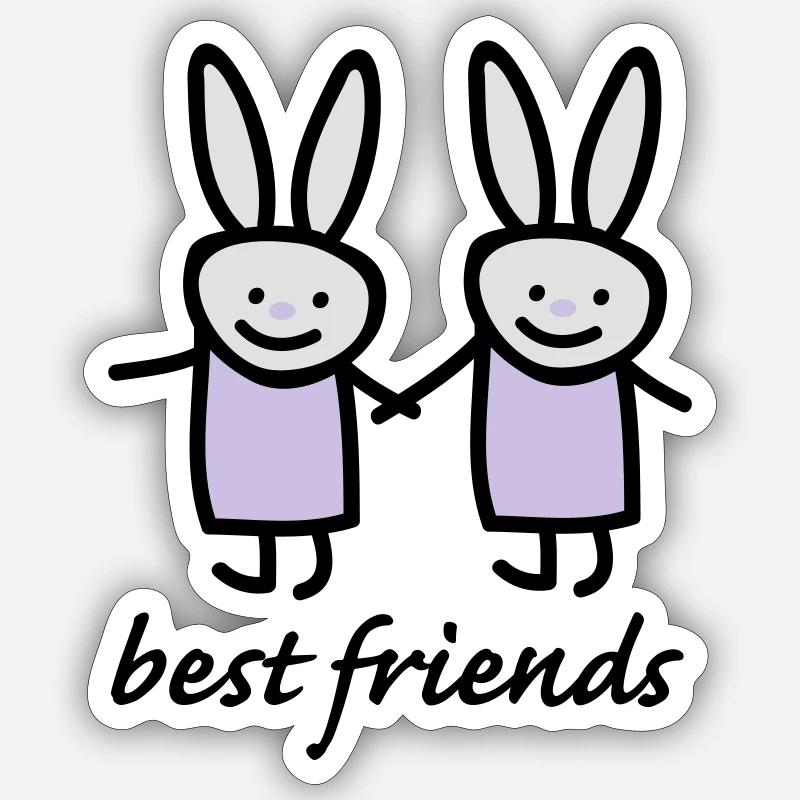 Beste Freunde Hasen - Sticker Größe S (10 x 10 cm) - Mattweiß