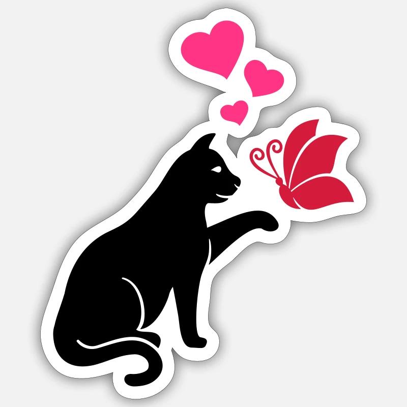 Chat - Sticker taille S (10 x 10 cm) - blanc mat
