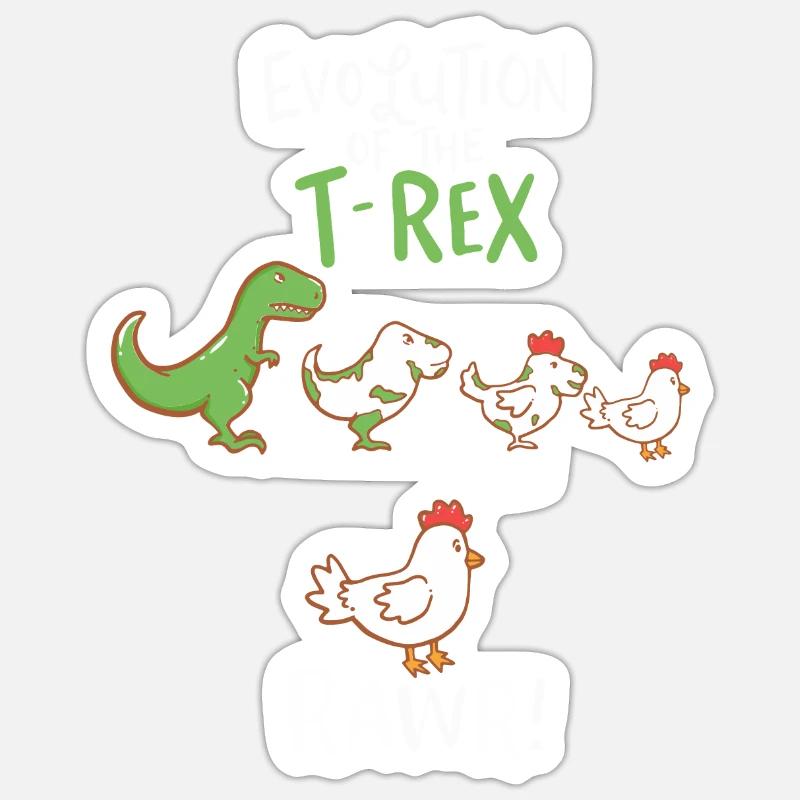 Evolution du T-Rex RAWR! Cadeau de poulet Dino Sticker taille S (10 x 10 cm)