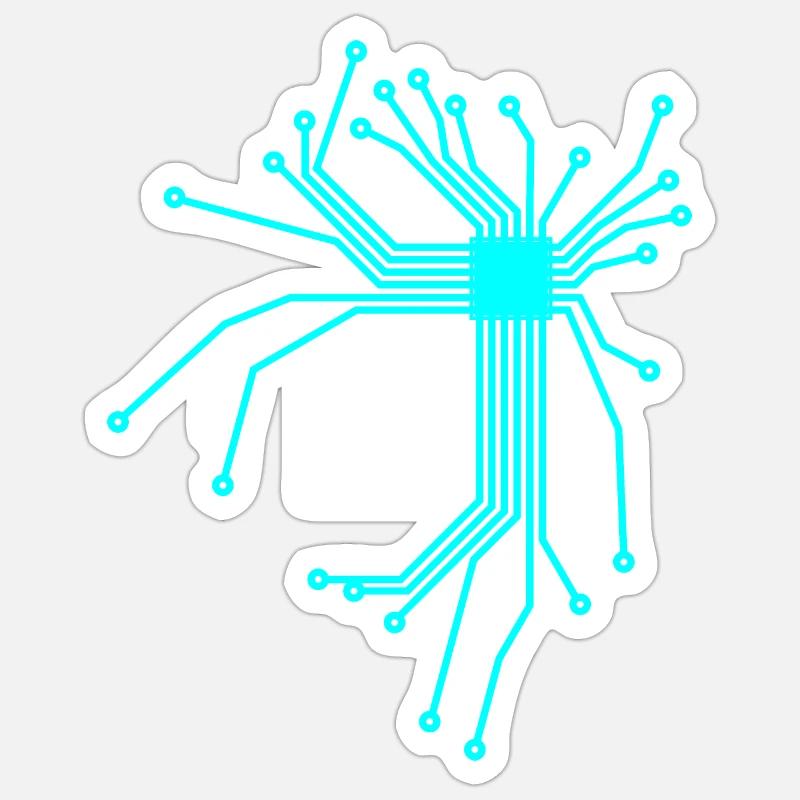 Platine Cpu Technik Muster Design Shirt Geschenk - Sticker taille S (10 x 10 cm) - blanc mat