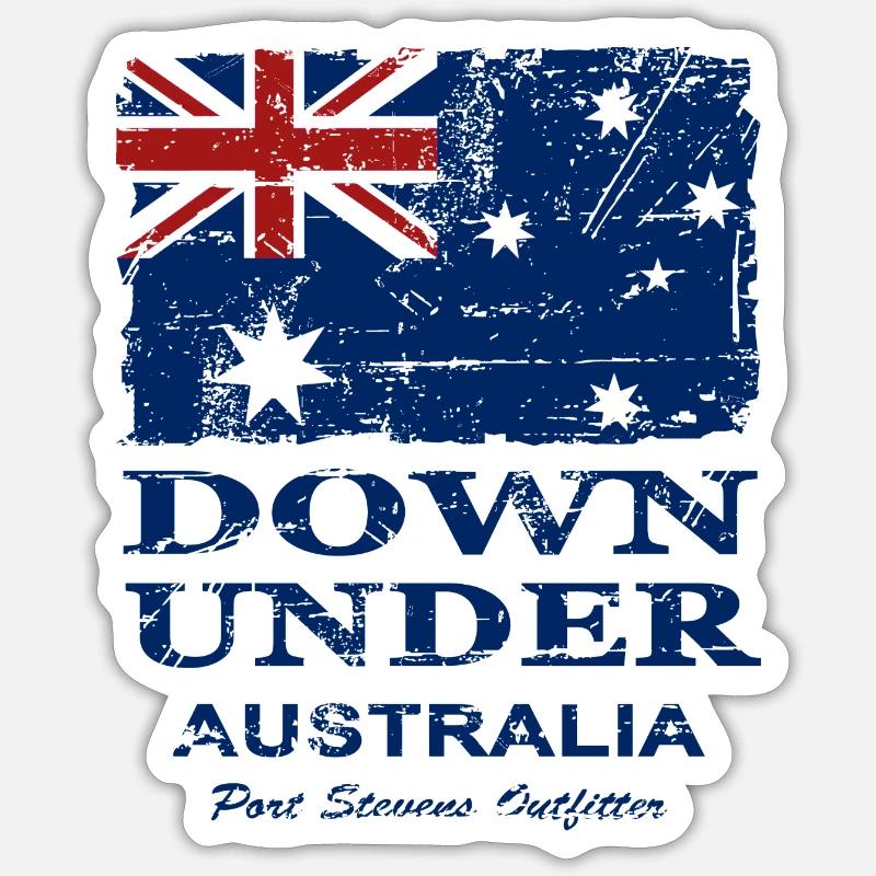 Down Under - Vintage Look - Sticker size S (10 x 10 cm) - white matte
