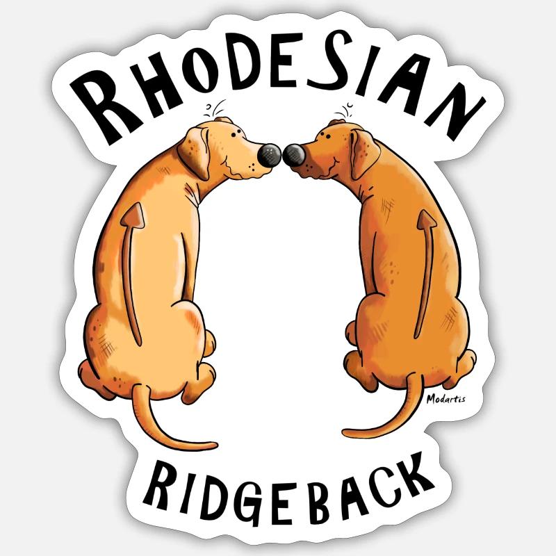 Heureux Rhodesian Ridgeback - Sticker taille S (10 x 10 cm) - blanc mat