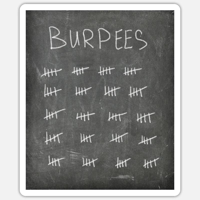 Chalkboard Burpees - Sticker taille S (10 x 10 cm) - blanc mat