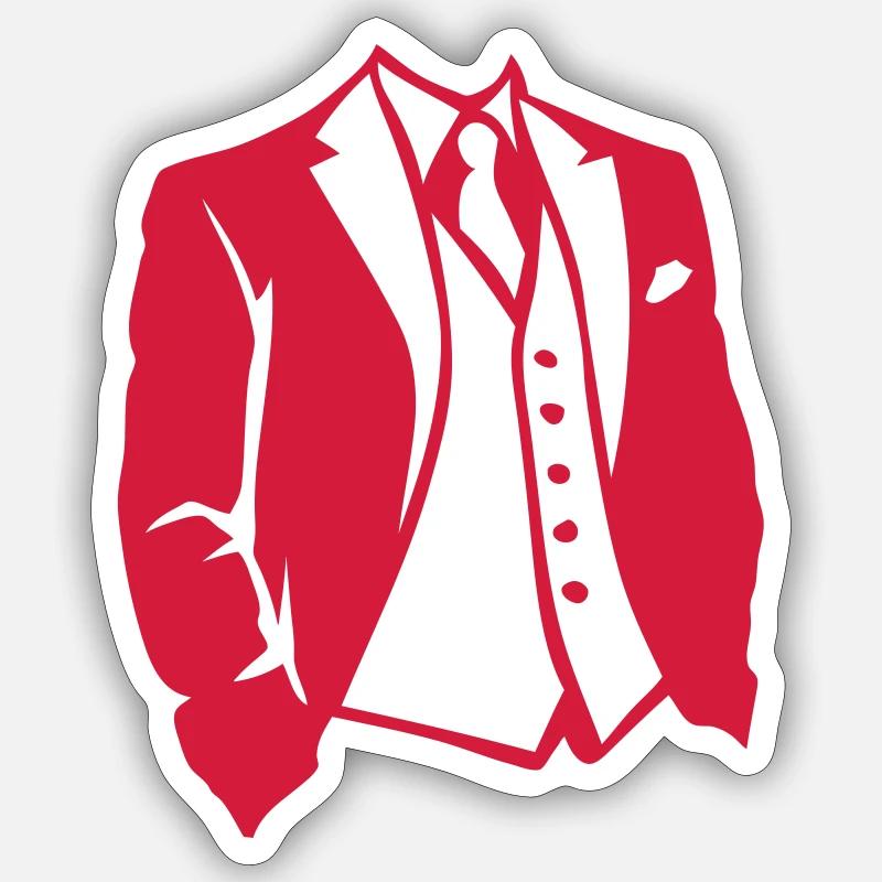 costume cravate 1 - Sticker taille S (10 x 10 cm) - blanc mat