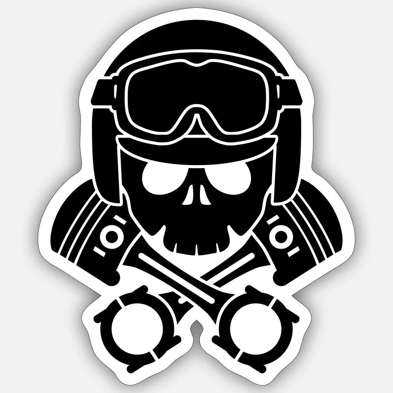 kolben schädel helm Sticker Größe S (10 x 10 cm)