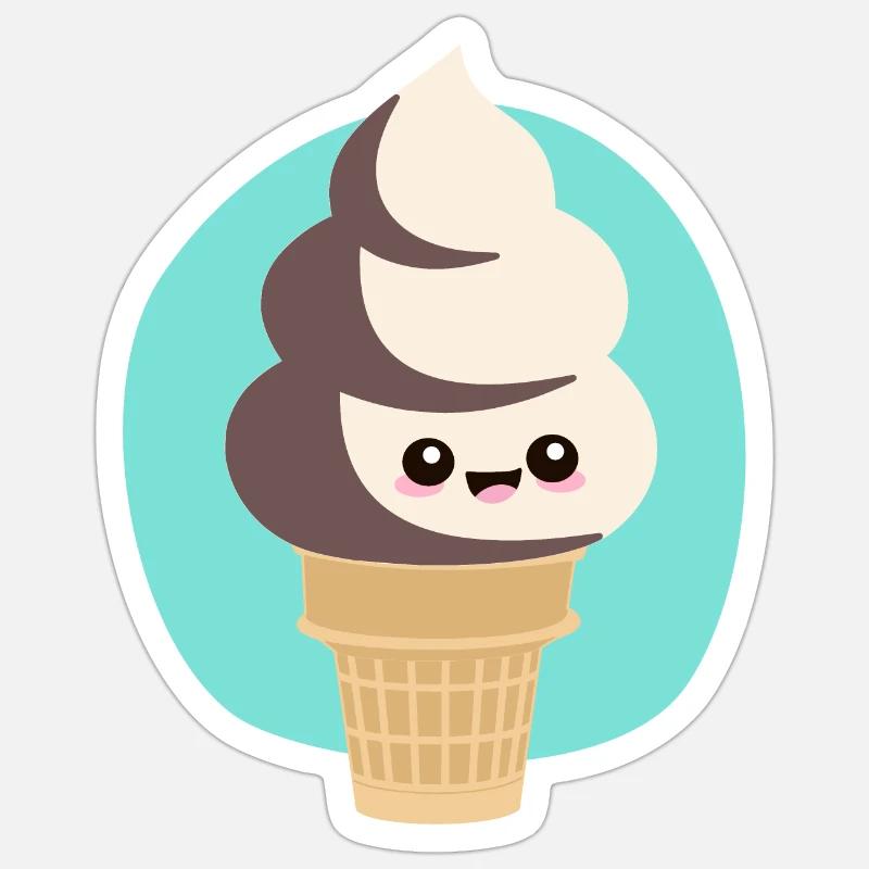 süßes Softeis Sommer Kawaii Sticker Größe S (10 x 10 cm)