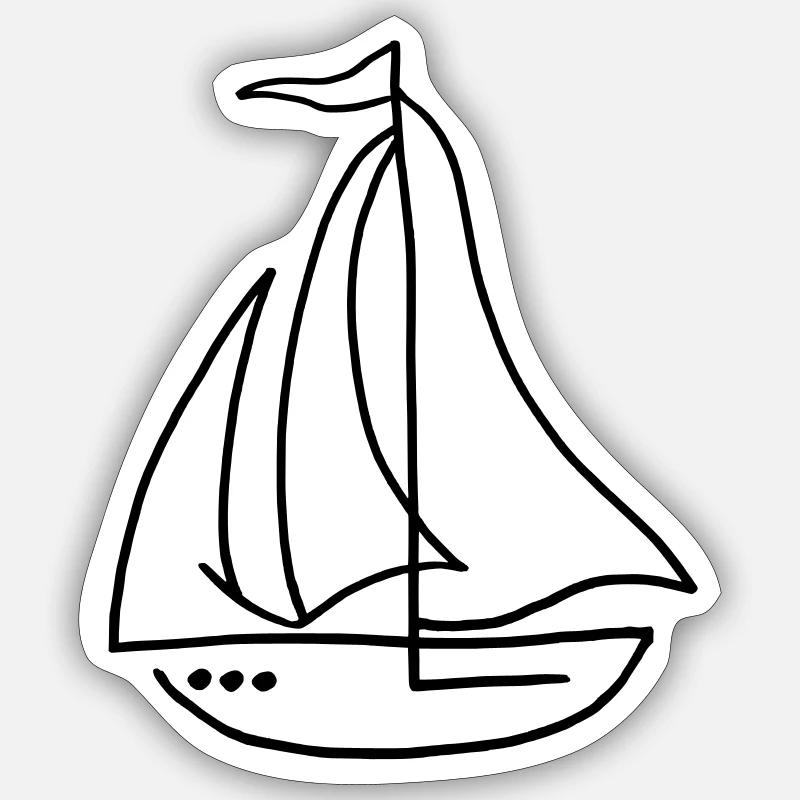 Segelboot Segelschiff - Sticker Größe S (10 x 10 cm) - Mattweiß