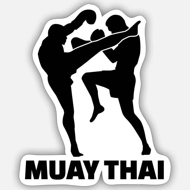 Muay Thai - Sticker taille S (10 x 10 cm) - blanc mat