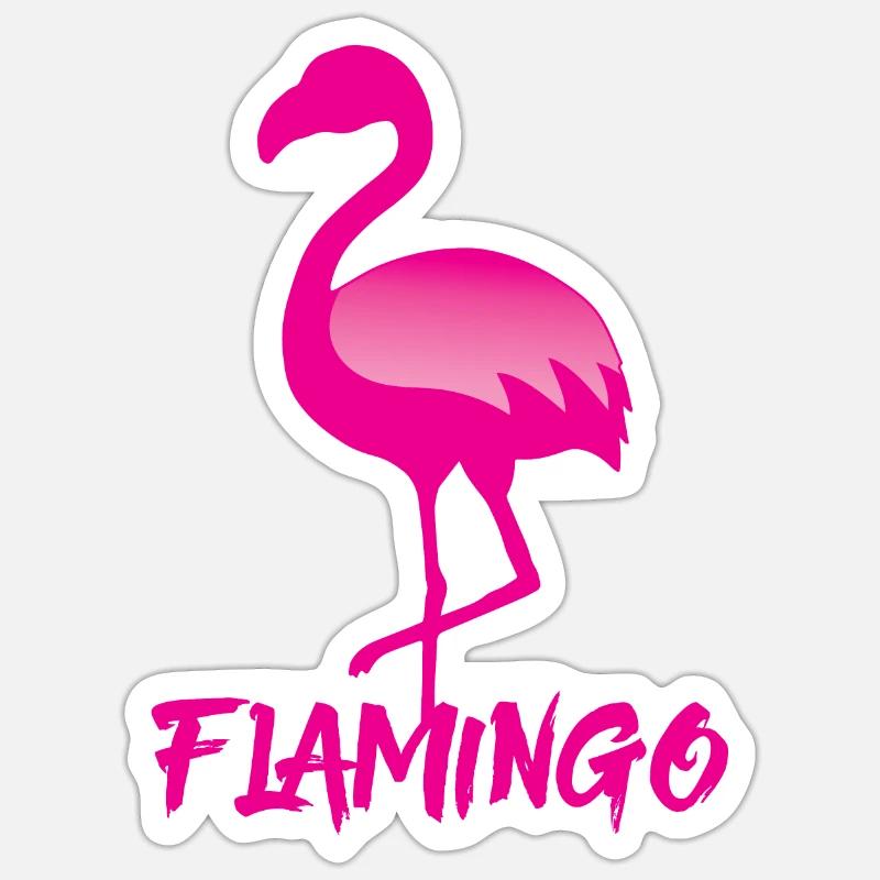 Flamant rose - Sticker taille S (10 x 10 cm) - blanc mat