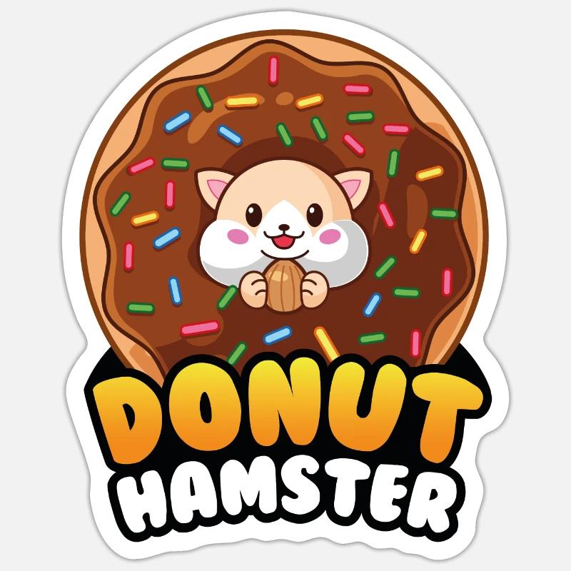 Donut Hamster by moodrush - Sticker Größe S (10 x 10 cm) - Mattweiß