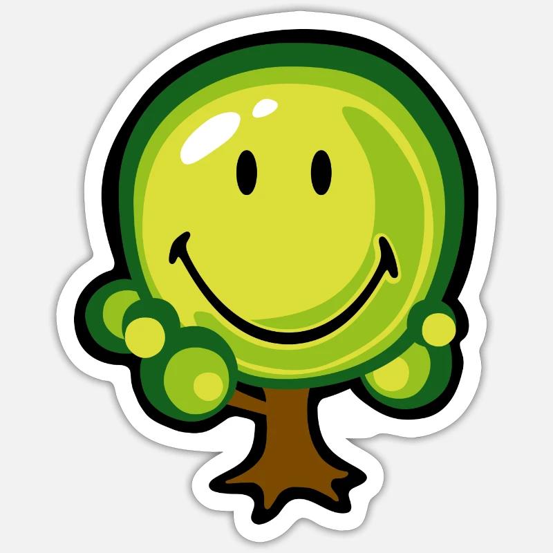 Smiley Oak Tree - Sticker Größe S (10 x 10 cm) - Mattweiß