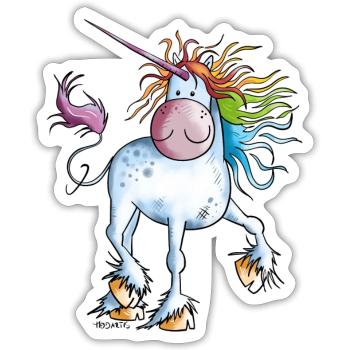 Regenbogen Einhorn - Sticker Größe S (10 x 10 cm) - Mattweiß - Vorne