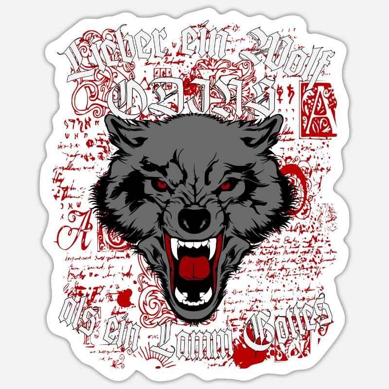 Wikinger Wolf Odins - Sticker Größe S (10 x 10 cm) - Mattweiß