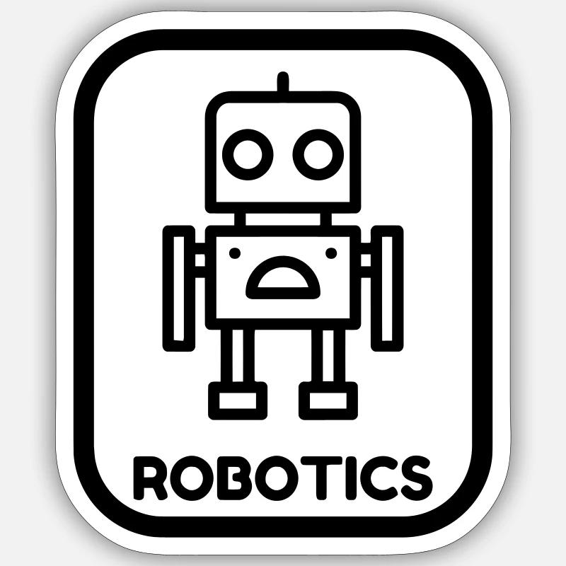robotique / robot / roboticien / technologie - Sticker taille S (10 x 10 cm) - blanc mat