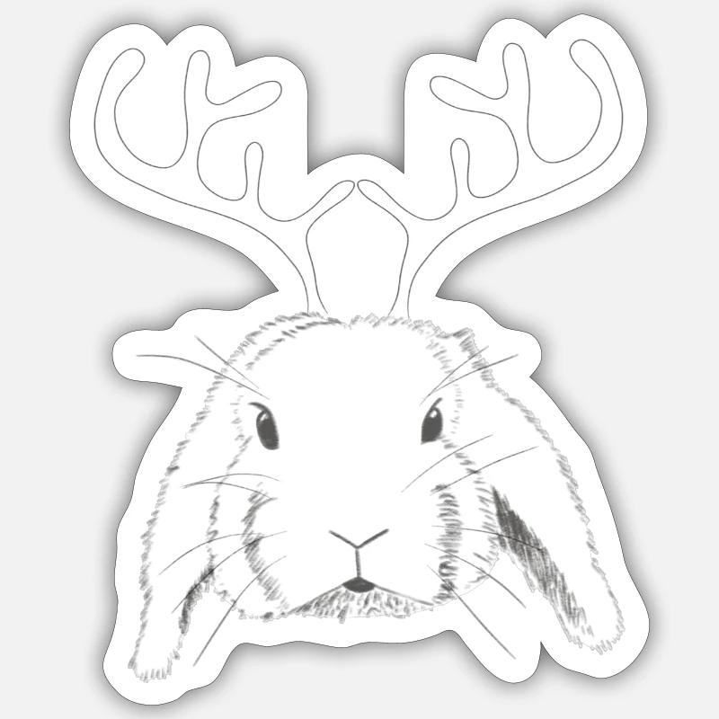 Reindeer Ram Rabbit - Sticker size S (10 x 10 cm) - white matte