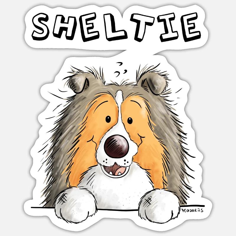 Neugieriger Sheltie - Sticker Größe S (10 x 10 cm) - Mattweiß