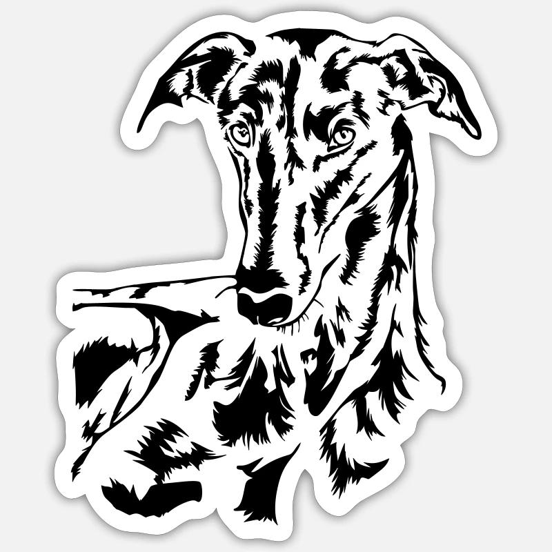 Galgo head - Sticker size S (10 x 10 cm) - white matte