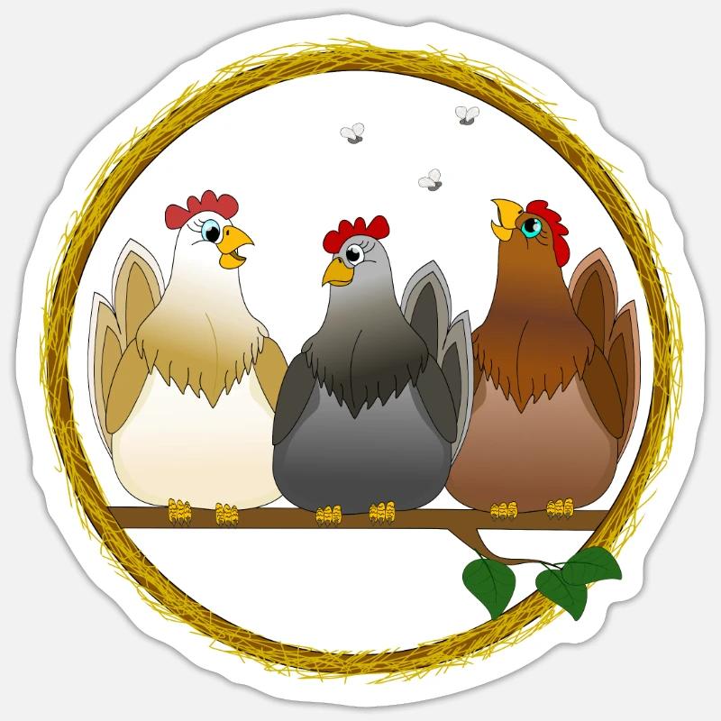 Hens chickens chicken rooster chickens bird egg easter Sticker size S (10 x 10 cm)