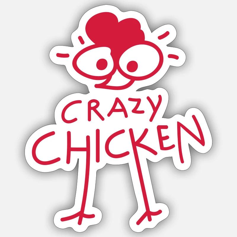 Crazy Chicken (b) - Sticker size S (10 x 10 cm) - white matte
