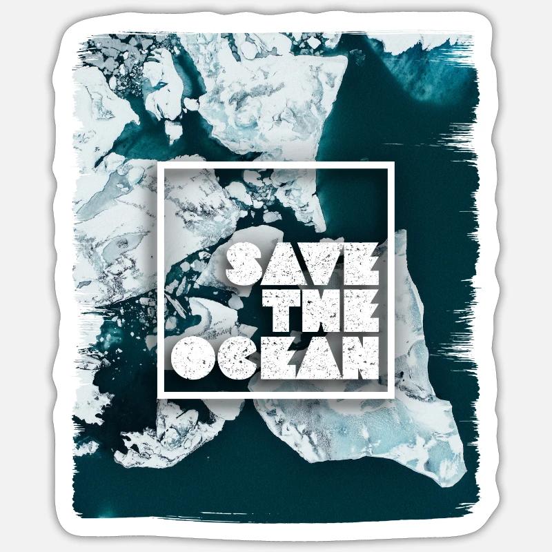 SAVE THE OCEAN - Sticker size S (10 x 10 cm) - white matte