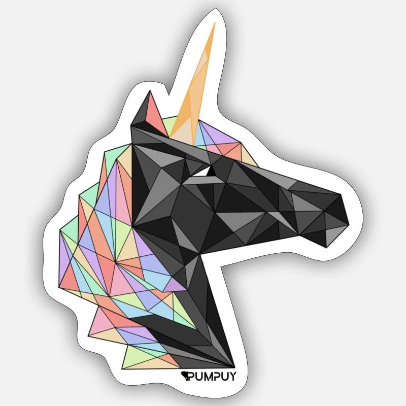 LICORNE NOIRE - Sticker taille S (10 x 10 cm) - blanc mat